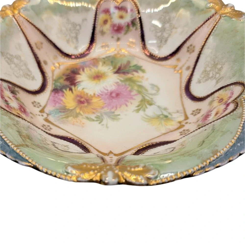 Antique OLS St Kilian Serving Bowl Floral Oscar Schlegelmilch Hand Painted SEE